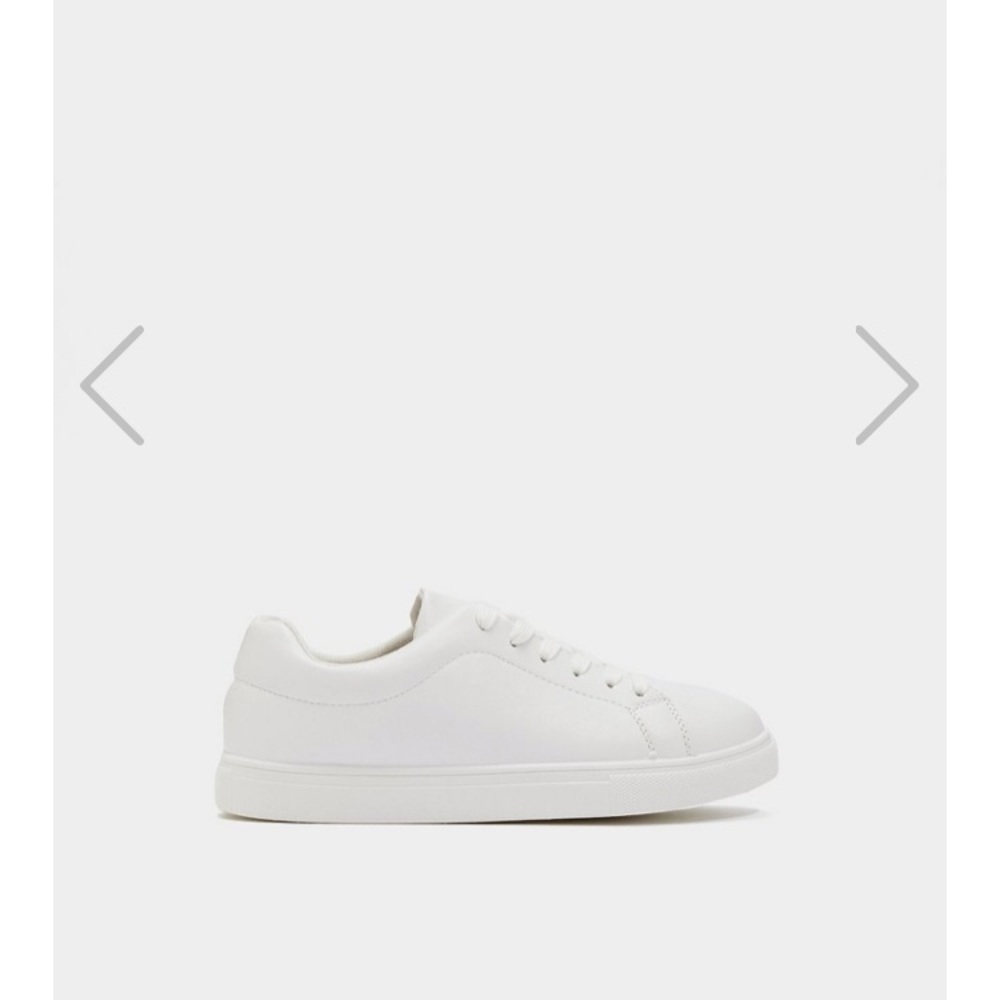 Nasty Gal Faux Leather White Lace-Up Sneakers - Picture 5 of 7